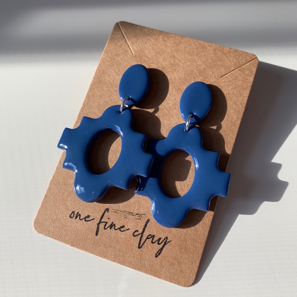 Bold Blue Clay & Resin Bohemian Earrings